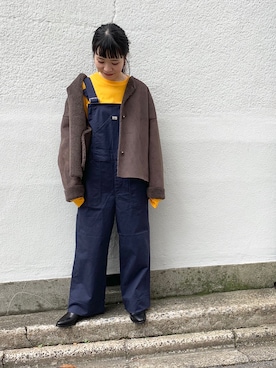 「ムートン」｜「アイテム（サロペット/オーバーオール）」を使った、つなしまあゆみさん（レディース・153cm）の秋コーディネート