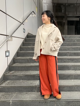 「ハイネックトップス」｜「アイテム（その他アウター）」を使った、つなしまあゆみさん（レディース・153cm）の秋コーディネート