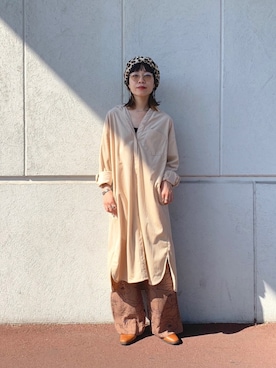「CIAOPANIC（チャオパニック）のアイテム（ハンチング/ベレー帽）」を使った、つなしまあゆみさん（レディース・153cm）の秋コーディネート