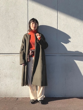 「リブタートルネック」｜「アイテム（その他アウター）」を使った、つなしまあゆみさん（レディース・153cm）の秋コーディネート