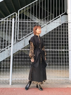 「SUPERTHANKS」｜「アイテム（ワンピース）」を使った、つなしまあゆみさん（レディース・153cm）の春コーディネート