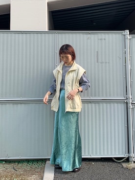 「シアーニット」｜「アイテム（ブルゾン）」を使った、つなしまあゆみさん（レディース・153cm）の秋コーディネート