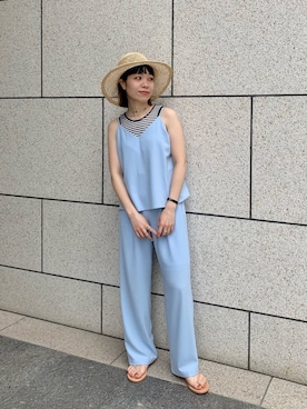 「scene（シーン）のアイテム（パンツ）」を使った、つなしまあゆみさん（レディース・153cm）の春コーディネート