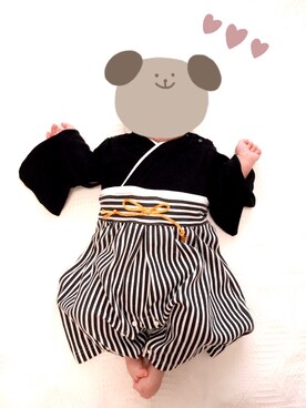 「アイテム（ロンパース、ブラック系）」を使った、みになとさん（キッズ・70cm）の冬コーディネート