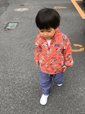「アイテム（ナイロンジャケット、オレンジ系）」を使った、SOICHIROさん（キッズ・90cm）の春コーディネート