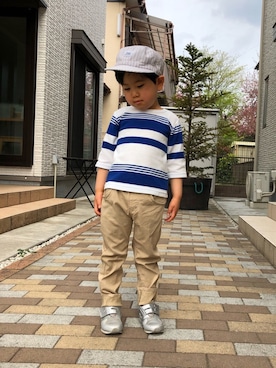 「Moujonjon（ムージョンジョン）のアイテム（その他パンツ）」を使った、SOICHIROさん（キッズ・100cm）の春コーディネート