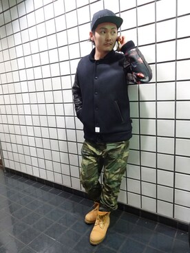 「APPLEBUM」｜「アイテム（スタジャン）」を使った、ブラックストアさん（メンズ・162cm）の冬コーディネート