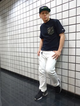 「Back Channel（バックチャンネル）のアイテム（キャップ）」を使った、ブラックストアさん（メンズ・165cm）の夏コーディネート