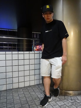 「Back Channel（バックチャンネル）のアイテム（キャップ）」を使った、ブラックストアさん（メンズ・165cm）の夏コーディネート