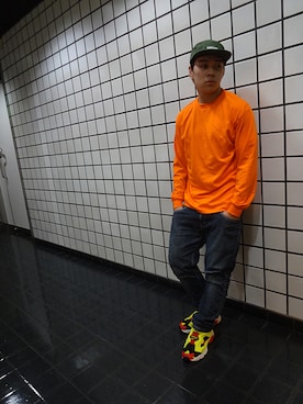 「L/S TEE」｜ブラックストアさん（メンズ・165cm）の夏コーディネート