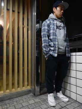 「Back Channel（バックチャンネル）のアイテム（キャップ）」を使った、ブラックストアさん（メンズ・165cm）の秋コーディネート