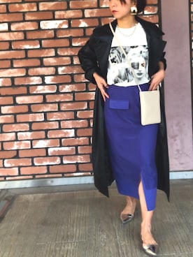 「スカートコーデ」｜「アイテム（トレンチコート）」を使った、TAKAYOさん（レディース・154cm）の春コーディネート