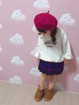 「アイテム（スカート）」を使った、＊sora＊さん（キッズ・90cm）の秋コーディネート