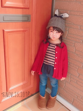 「ぺプラム」｜「アイテム（帽子）」を使った、＊sora＊さん（キッズ・90cm）の冬コーディネート
