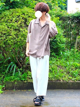 「JUNRED（ジュンレッド）のアイテム（トートバッグ）」を使った、シンさん（メンズ・171cm）の夏コーディネート