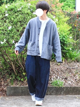 「アイテム（カーディガン/ボレロ）」を使った、シンさん（メンズ・171cm）の春コーディネート