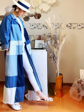 「トングサンダル」｜「アイテム（デニムジャケット）」を使った、chiiikanna505さん（レディース・155cm）の春コーディネート