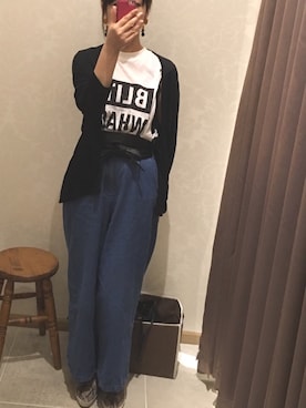 「サッシュベルト」｜「アイテム（スリッポン）」を使った、xxo362さん（レディース・166cm）の春コーディネート
