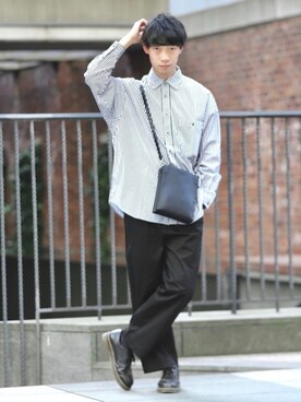 「MinoriTY（マイノリティ）の2タックテーパードワイドパンツ【MinoriTY × WEARISTA Mr.SZK（ミスタースズキ）コラボ】（スラックス）」を使った、KOHさん（メンズ・175cm）の春コーディネート