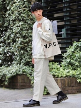「MinoriTY（マイノリティ）の2タックテーパードワイドパンツ【MinoriTY × WEARISTA Mr.SZK（ミスタースズキ）コラボ】（スラックス）」を使った、KOHさん（メンズ・175cm）の春コーディネート