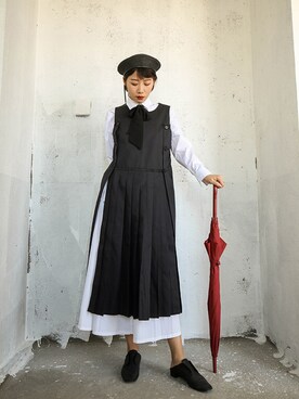 「autumn look」｜「アイテム（ワンピース/ドレス）」を使った、NN娜塔鲨さん（レディース・160cm）の秋コーディネート