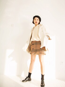 「GRL」｜「アイテム（ダッフルコート）」を使った、NN娜塔鲨さん（レディース・160cm）の冬コーディネート