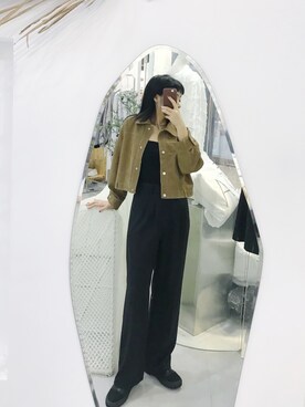 「休闲」｜「アイテム（ブルゾン）」を使った、NN娜塔鲨さん（レディース・160cm）の冬コーディネート