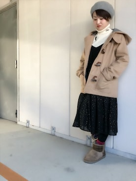 「キャミワンピ」｜「アイテム（ダッフルコート）」を使った、めぐさん（レディース・150cm）の冬コーディネート