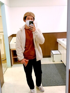 「UNIQLO（ユニクロ）のアイテム（ジャケット/アウター、ホワイト系）」を使った、issei0108さん（メンズ・165cm）の冬コーディネート