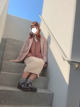 「AS KNOW AS plus（アズノゥアズプラス）のアイテム（チェスターコート）」を使った、かいだんさん（レディース・165cm）の秋コーディネート