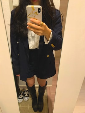 「HusHusH（ハッシュアッシュ）のアイテム（テーラードジャケット）」を使った、c_seaさん（レディース・153cm）の秋コーディネート