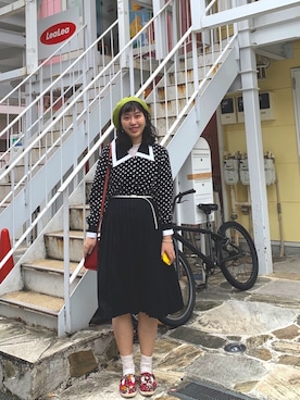 「原宿」｜「アイテム（ハンチング/ベレー帽）」を使った、Lorieさん（レディース・169cm）の秋コーディネート