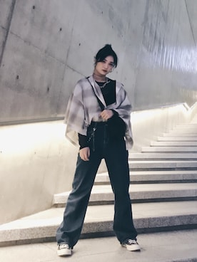 「INHERIT（インヘリット）のアイテム」を使った、CLAIREさん（レディース・158cm）の秋コーディネート