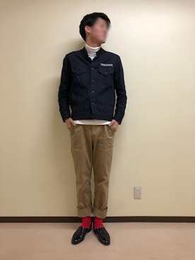 「LAD MUSICIAN（ラッドミュージシャン）のアイテム（デニムジャケット）」を使った、なおきさん（メンズ・185cm）の冬コーディネート