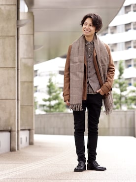 「アイテム（ピーコート）」を使った、YUTAさん（メンズ・175cm）の秋コーディネート