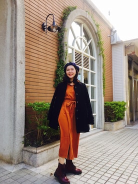「Taichung」｜「アイテム（オールインワン・サロペット）」を使った、Rebeccaさん（レディース・156cm）の冬コーディネート