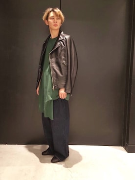 「Lui's（ルイス）のアイテム（ライダースジャケット）」を使った、TAKATONさん（メンズ・171cm）の春コーディネート
