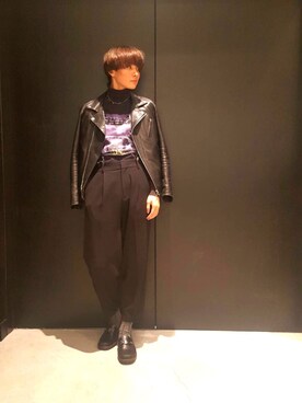 「Lui's（ルイス）のアイテム（ライダースジャケット）」を使った、TAKATONさん（メンズ・171cm）の春コーディネート
