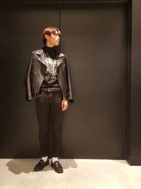 「Lui's（ルイス）のアイテム（ライダースジャケット）」を使った、TAKATONさん（メンズ・171cm）の春コーディネート