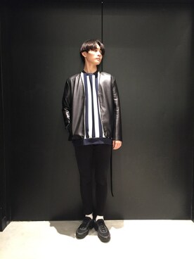 「Lui's（ルイス）のアイテム（ライダースジャケット）」を使った、TAKATONさん（メンズ・171cm）の春コーディネート