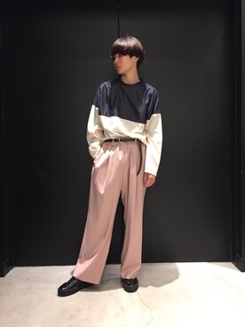 「Lui's（ルイス）のナローベルト（ベルト）」を使った、TAKATONさん（メンズ・171cm）の夏コーディネート