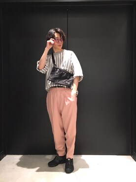 「Lui's（ルイス）のナローベルト（ベルト）」を使った、TAKATONさん（メンズ・171cm）の夏コーディネート