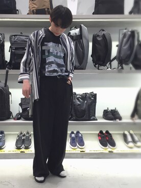 「Lui's（ルイス）のナローベルト（ベルト）」を使った、TAKATONさん（メンズ・171cm）の夏コーディネート