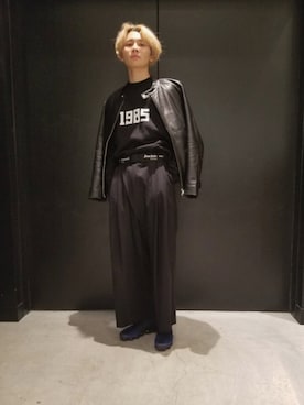 「Lui's（ルイス）のアイテム（ライダースジャケット）」を使った、TAKATONさん（メンズ・171cm）の秋コーディネート