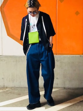 「SUPERTHANKS（スーパーサンクス）のアイテム」を使った、TAKATONさん（メンズ・171cm）の夏コーディネート