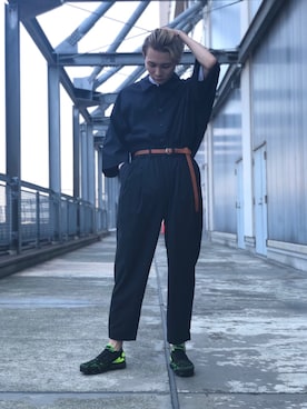 「Lui's（ルイス）のナローベルト（ベルト）」を使った、TAKATONさん（メンズ・171cm）の夏コーディネート