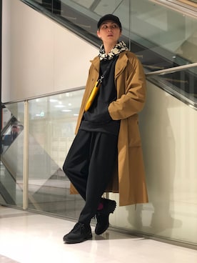 「スタッフセンバツ」｜「アイテム（トレンチコート）」を使った、TAKATONさん（メンズ・171cm）の冬コーディネート
