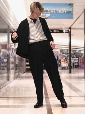 「Lui's（ルイス）のアイテム（ノーカラージャケット）」を使った、TAKATONさん（メンズ・171cm）の春コーディネート