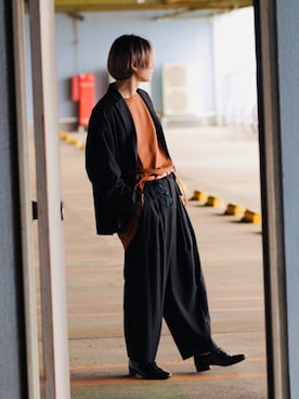 「Lui's（ルイス）のナローベルト（ベルト）」を使った、TAKATONさん（メンズ・171cm）の秋コーディネート