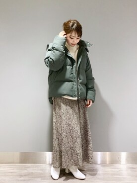 「ゆるニット」｜「アイテム（ダウンジャケット/コート）」を使った、ナオさん（レディース・152cm）の冬コーディネート